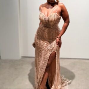 Sequined Blush Evening Gown